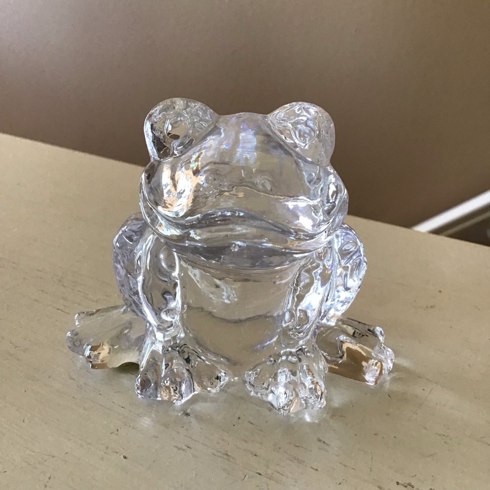 Vintage 24% Full Lead Crystal Frog Figurine